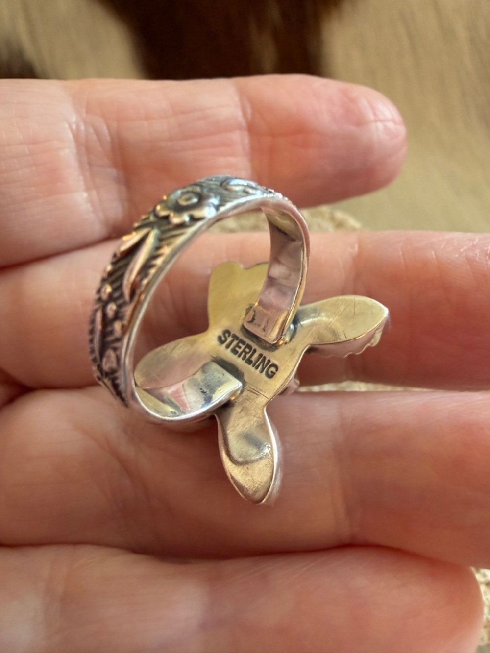 ❤️ Queen Pink Conch Butterfly Sterling Silver Western Navajo Style Size 6 Ring - Picture 5 of 12